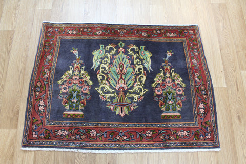 Fine Persian Kashan Rug, Vase & Birds design 100 x 70 cm