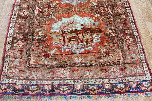 Old Handmade Turkmen Silk & Wool Rug 180 x 124 cm