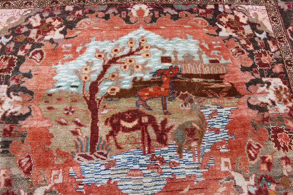 Old Handmade Turkmen Silk & Wool Rug 180 x 124 cm