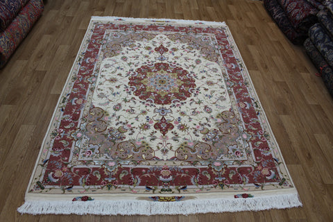 Signed Persian Tabriz Rug silk & wool 215 x 150cm