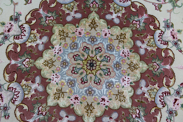 Signed Persian Tabriz Rug silk & wool 215 x 150cm