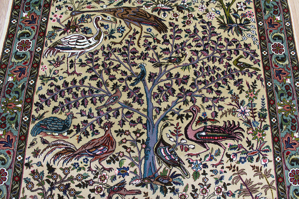 Signed Persian Tabriz rug Tree of Life design 150 x 103 cm