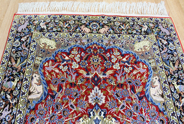 Fine Persian Isfahan Rug Tree of Life design 170 x 112 cm