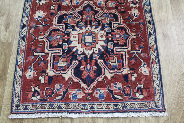 OLD HANDMAE PERSIAN HERIZ RUNNER, VERY HARD WEARING, 303 x 85 CM