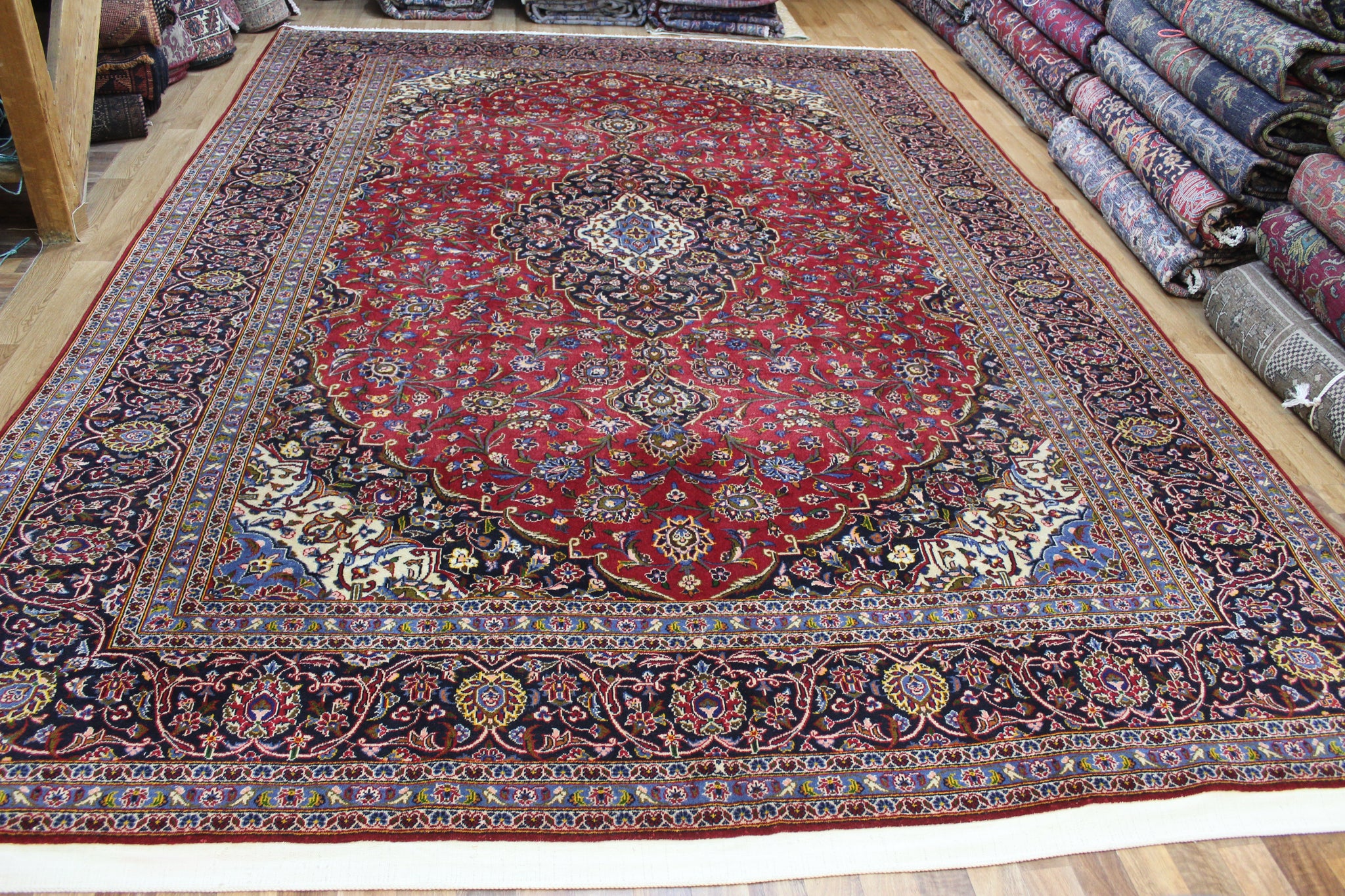 SIGNED HANDMADE PERSIAN KASHAN CARPET 403 X 285 CM