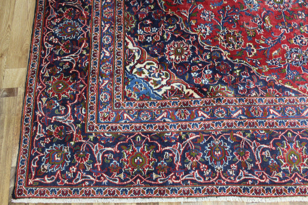 OLD HANDMADE PERSIAN MASHAD CARPET, FLORAL DESIGN 355 X 275 CM