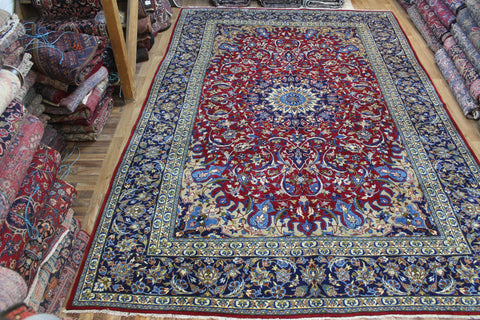 FINE HANDMADE PERSIAN ISFAHAN CARPET, STUNNING FLORAL DESIGN 430 X 294 CM